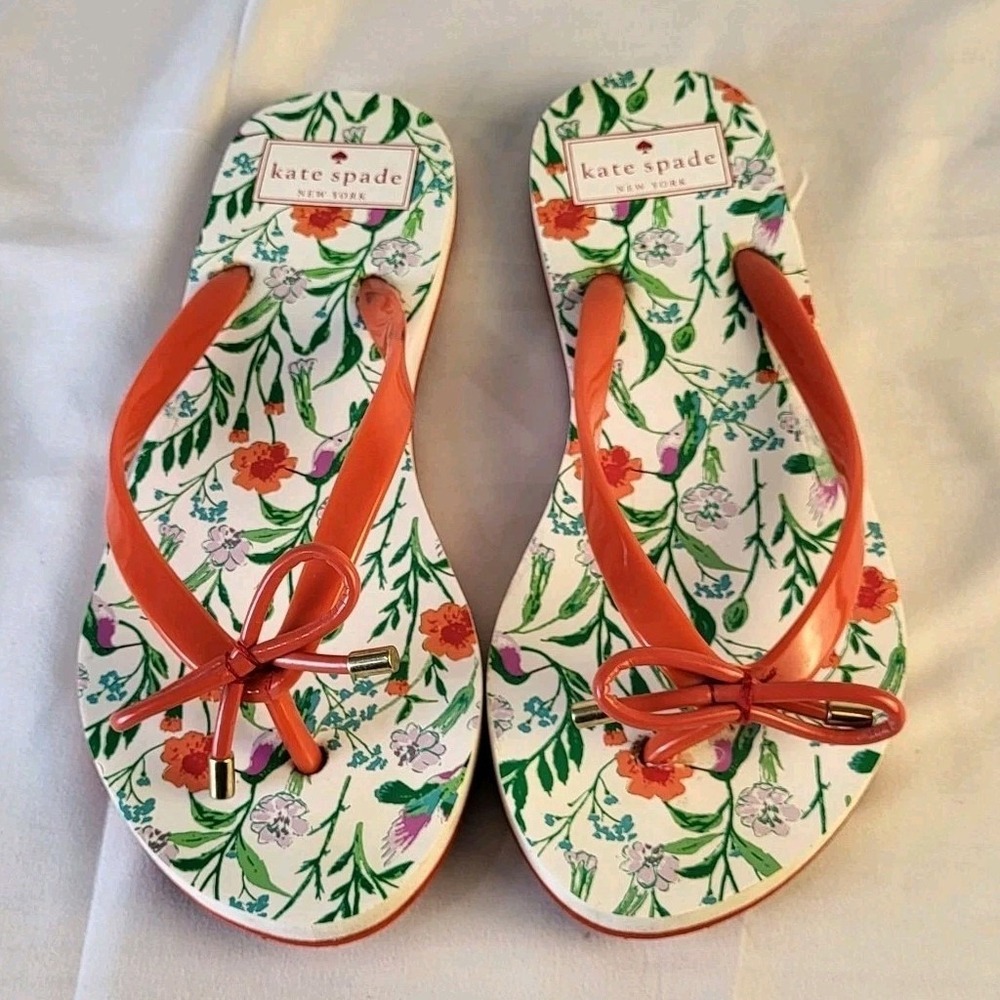 Kate Spade New York Women's 5-6 Red Floral Flip Flop